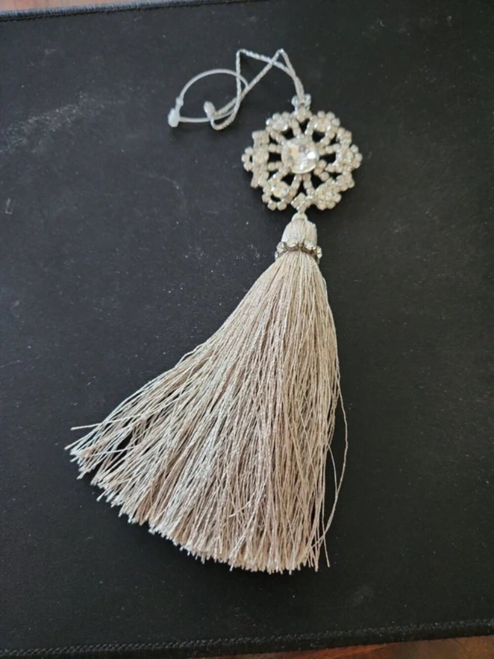 Gray tassel ornament keychain key ring